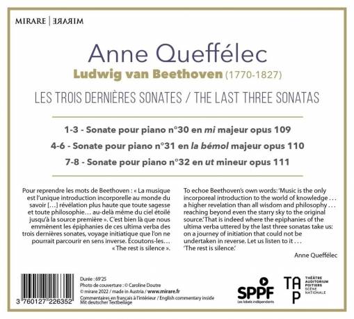 The Last 3 Piano Sonatas Op 109 110 111 Queffelec
