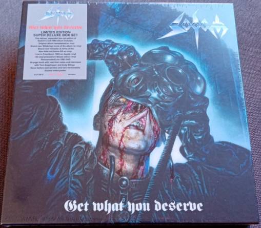 Okładka SODOM - GET WHAT YOU DESERVE Vinyl Box (3 X LP + 1 x 2 X LP Colour Vinyl + DVD + 34 Page Book + poster)