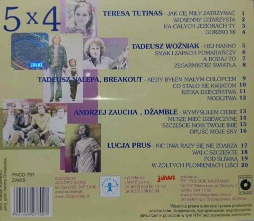 5 X 4 Polskie Perły (Teresa Tutinas, Breakout, Lucja Prus, Tadeusz Woźniak, Dżamble) [EX]