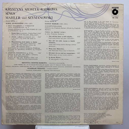 Krystyna Szostek-Radkowa Sings Mahler And Szymanowski (LP) [VG]