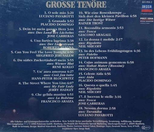Grosse Tenore: Pavarotti, Domingo, Carreras [EX]