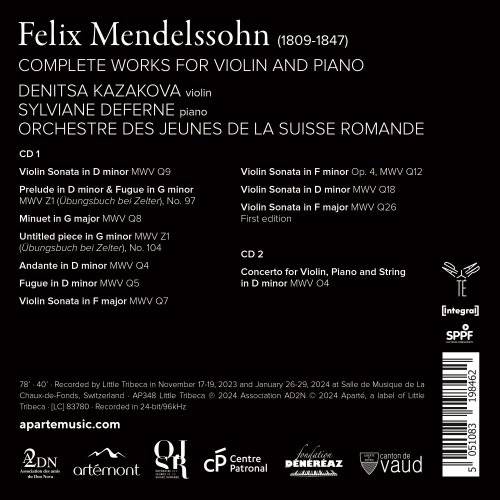 Complete Works For Violin And Piano Orchestre Des Jeunes De La Suisse Romande Kazakova Deferne