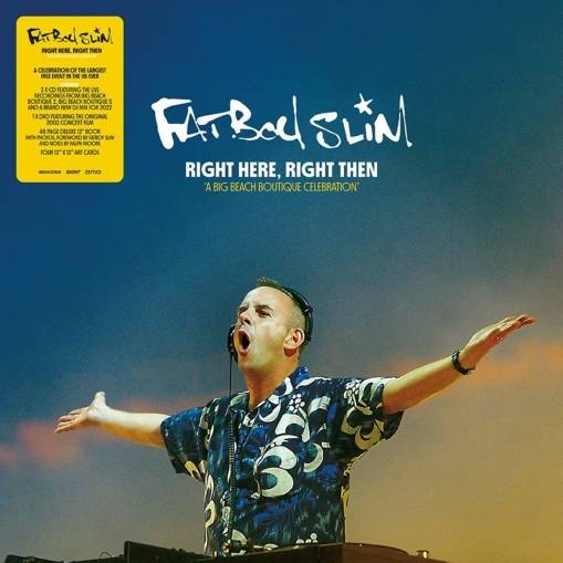 Okładka FATBOY SLIM - RIGHT HERE, RIGHT THEN (75 TRACK COMPILATION OF TRACKS PLAYED IN SETS) (3XCD+DVD+48-PAGE HARDBACK BOOK+4XART CARDS)
