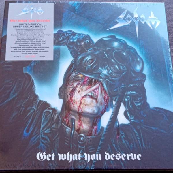 Okładka SODOM - GET WHAT YOU DESERVE Vinyl Box (3 X LP + 1 x 2 X LP Colour Vinyl + DVD + 34 Page Book + poster)